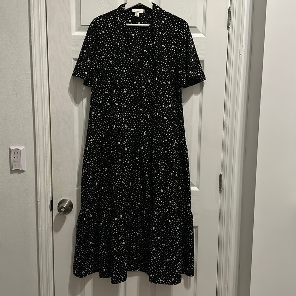 Topshop navy  polka dot dress retro